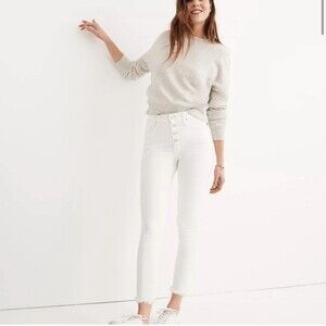 🥑5/$25 Madewell white 10" high rise skinny crop button front edition sz 26